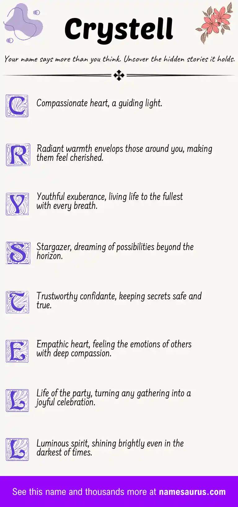 Acrostic poem about Crystell.
