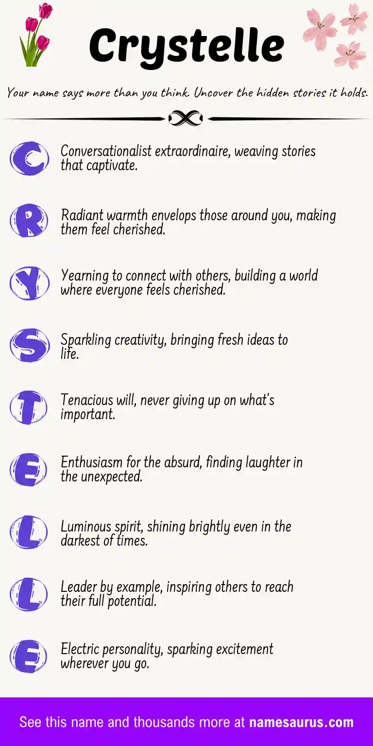 Acrostic poem about Crystelle.