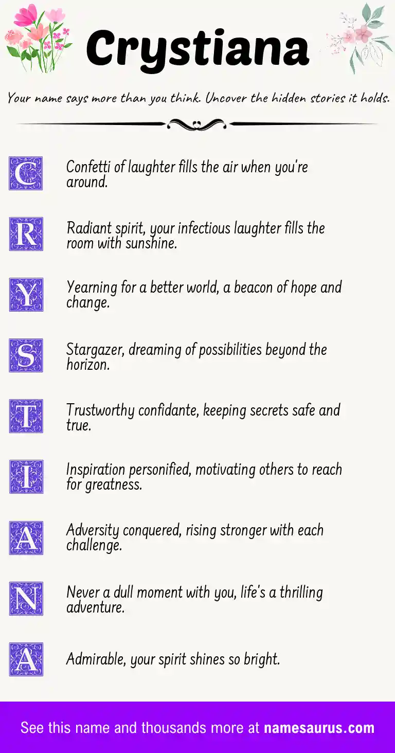 Acrostic poem about Crystiana.