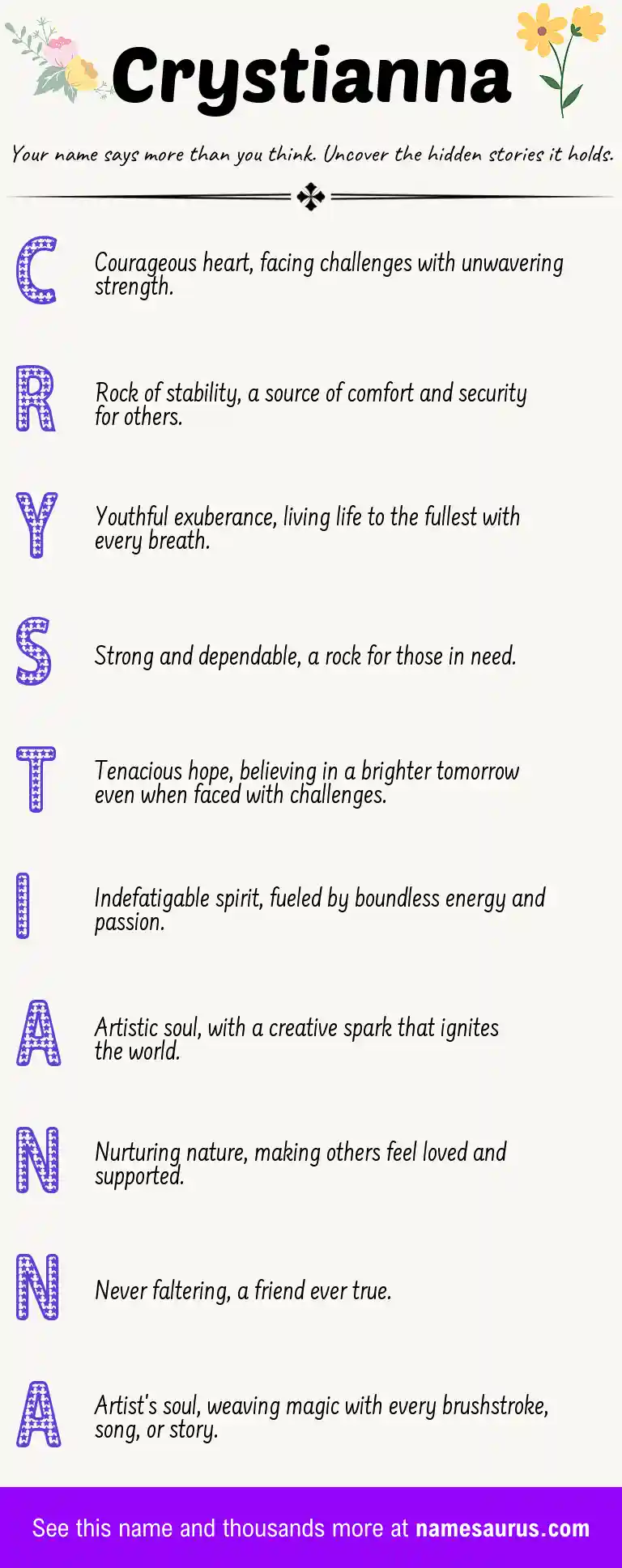Acrostic poem about Crystianna.