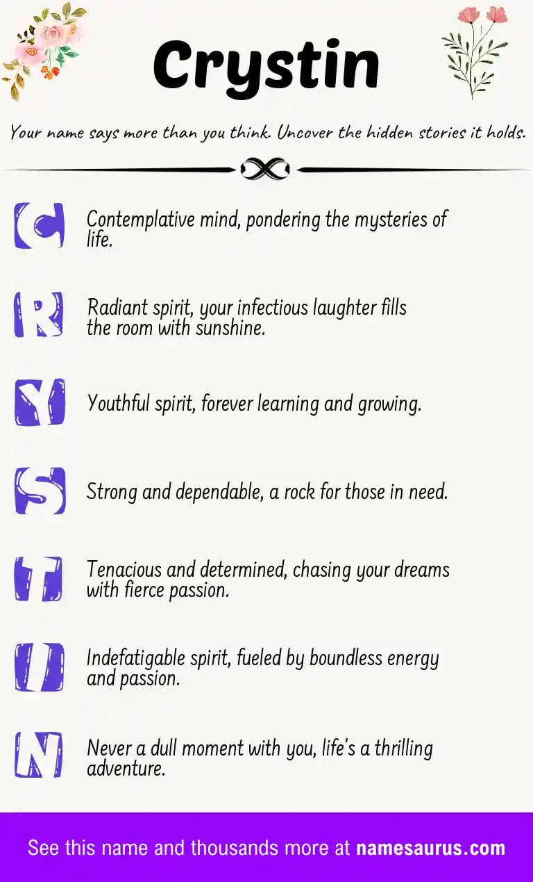 Acrostic poem about Crystin.