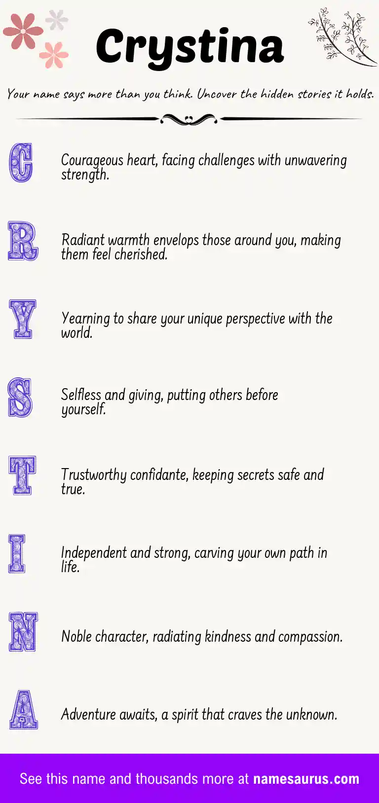 Acrostic poem about Crystina.