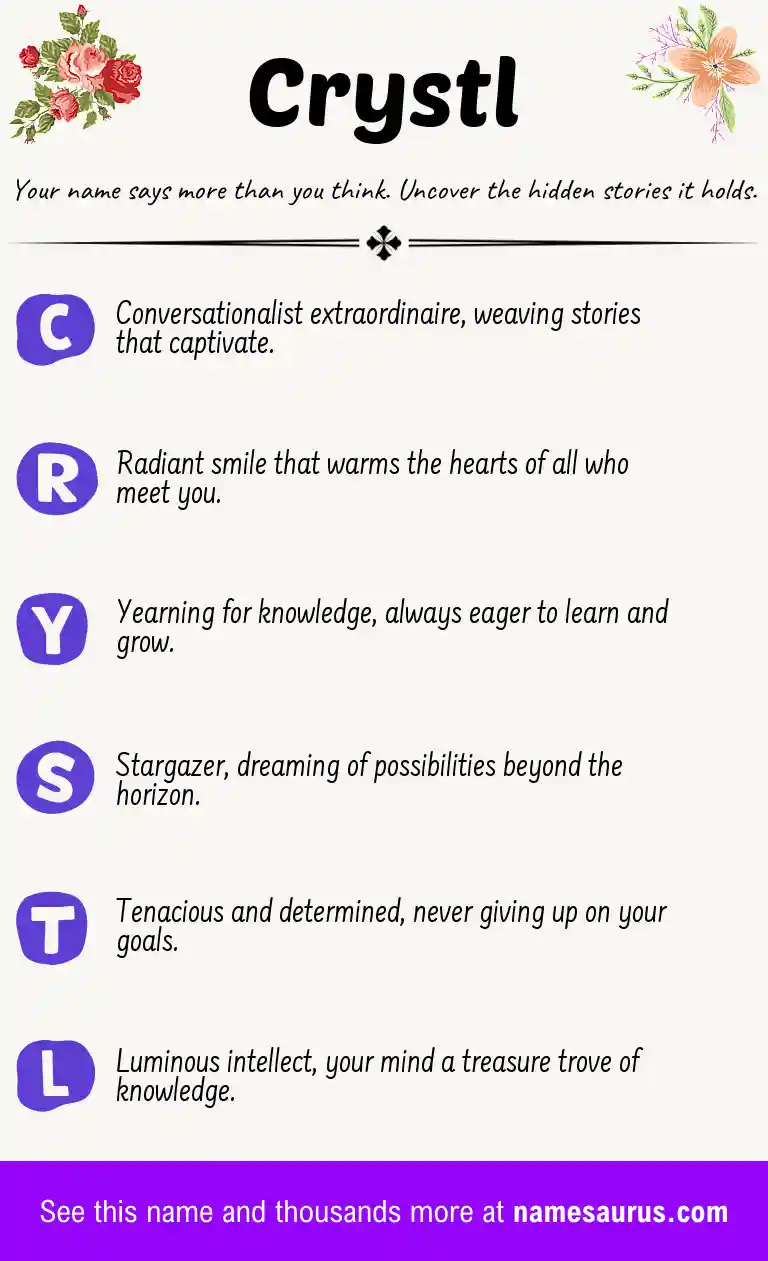 Acrostic poem about Crystl.