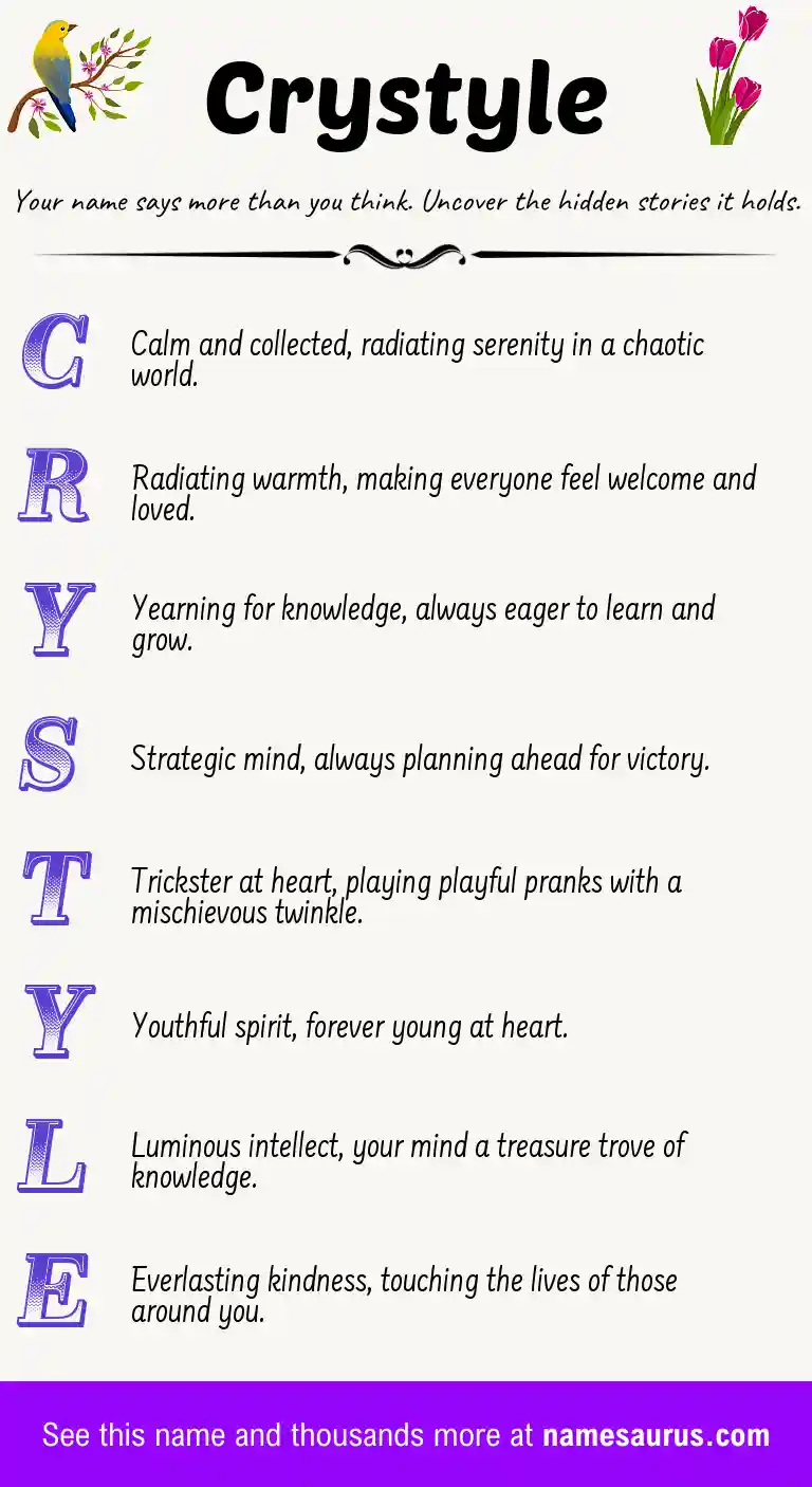 Acrostic poem about Crystyle.