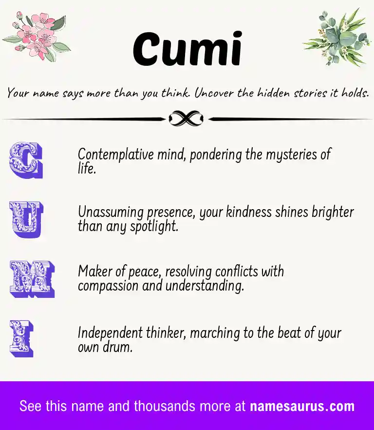 Acrostic poem about Cumi.
