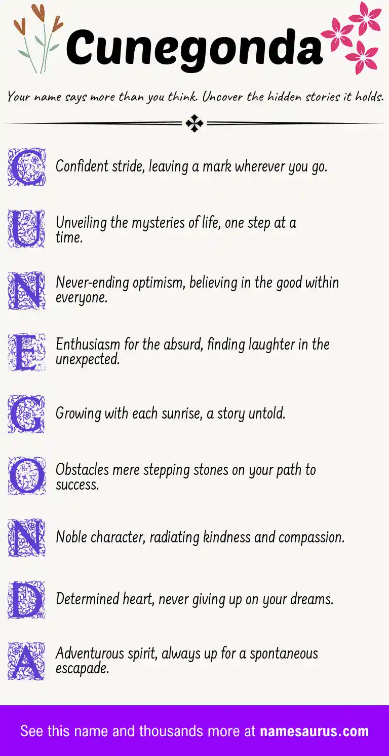 Acrostic poem about Cunegonda.