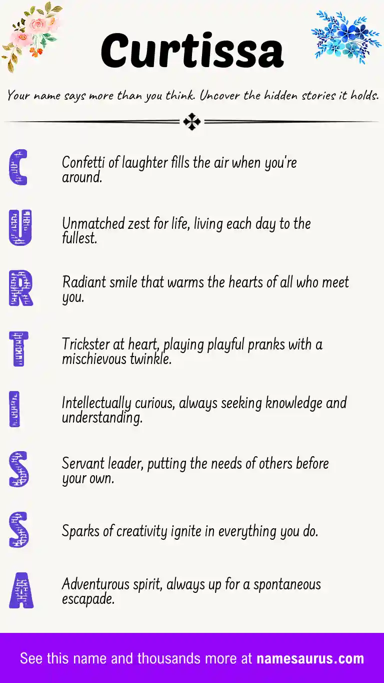 Acrostic poem about Curtissa.
