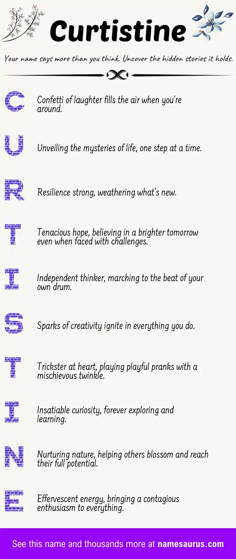 Acrostic poem about Curtistine.