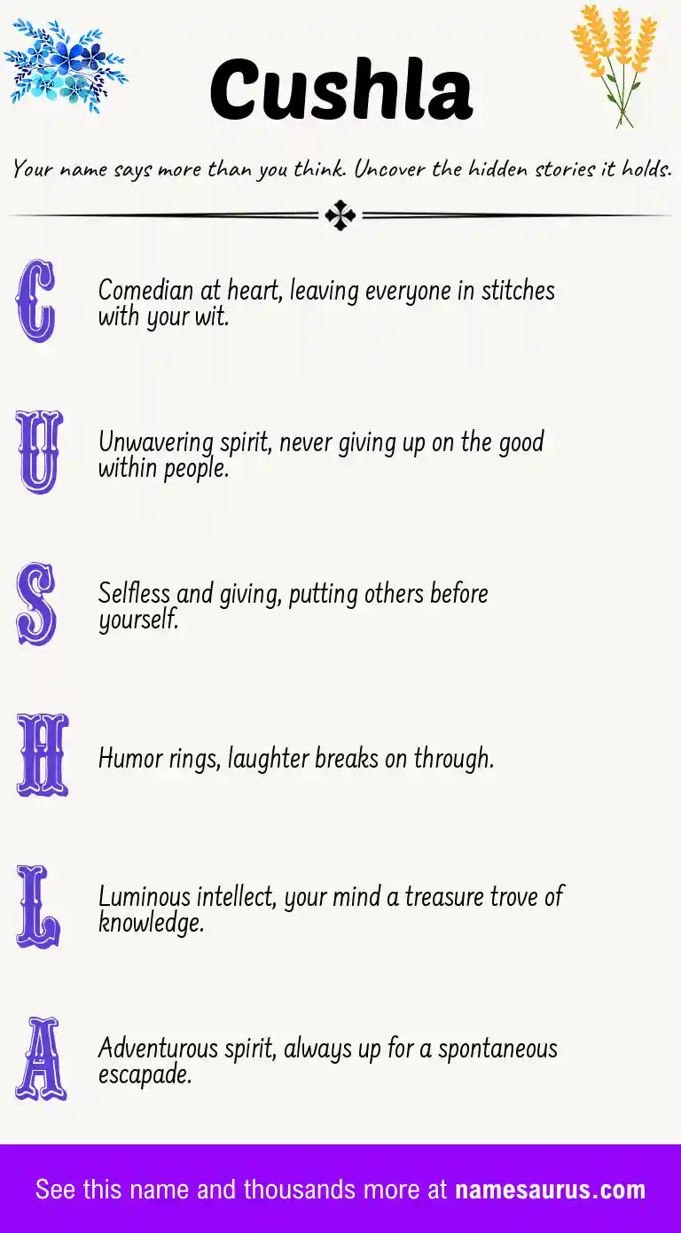 Acrostic poem about Cushla.