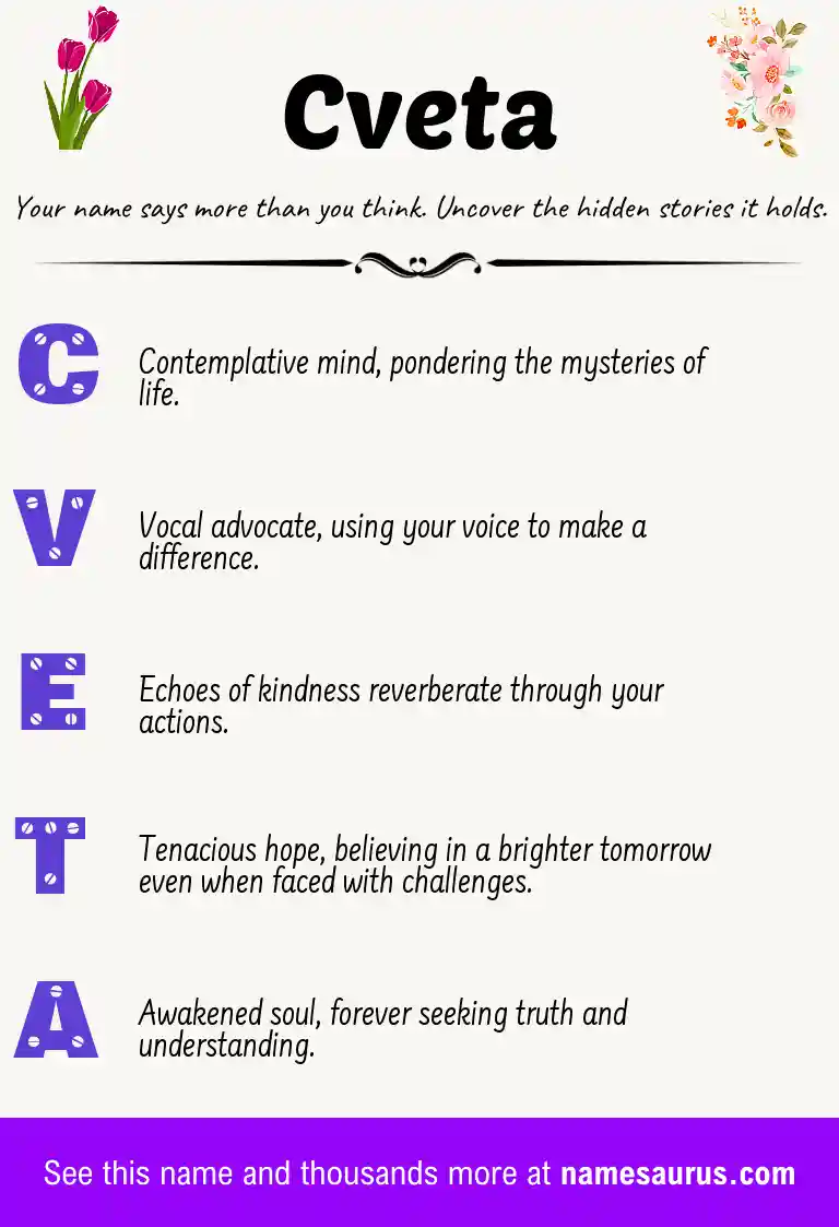 Acrostic poem about Cveta.