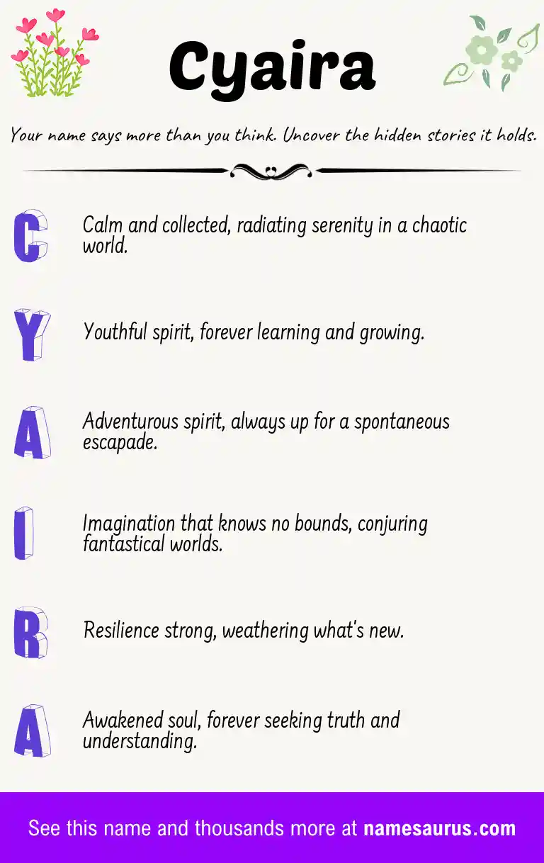 Acrostic poem about Cyaira.
