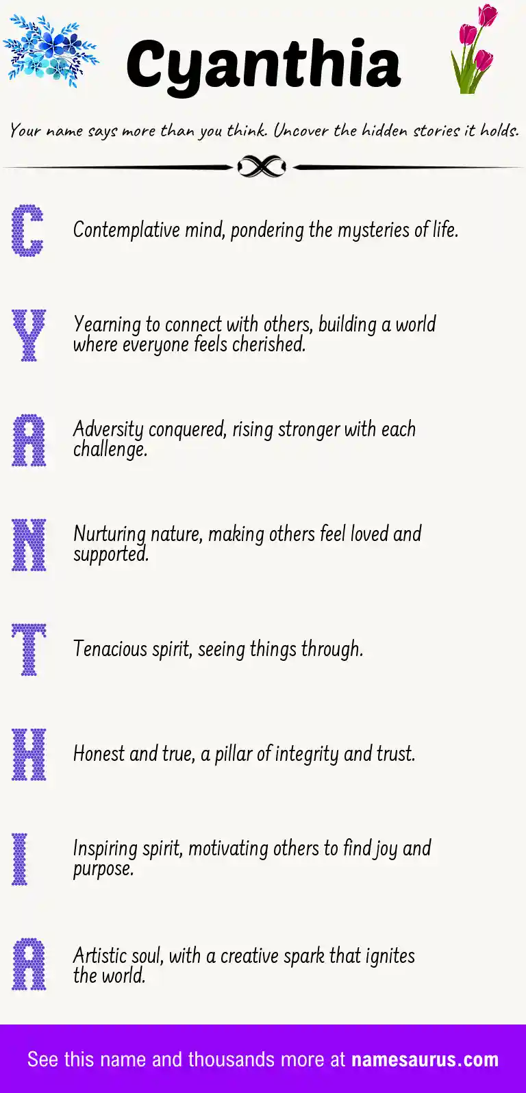 Acrostic poem about Cyanthia.