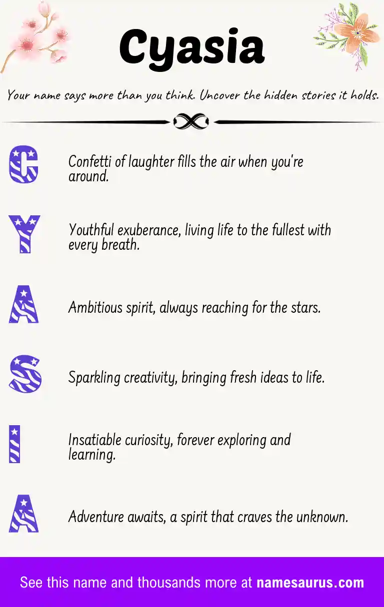 Acrostic poem about Cyasia.