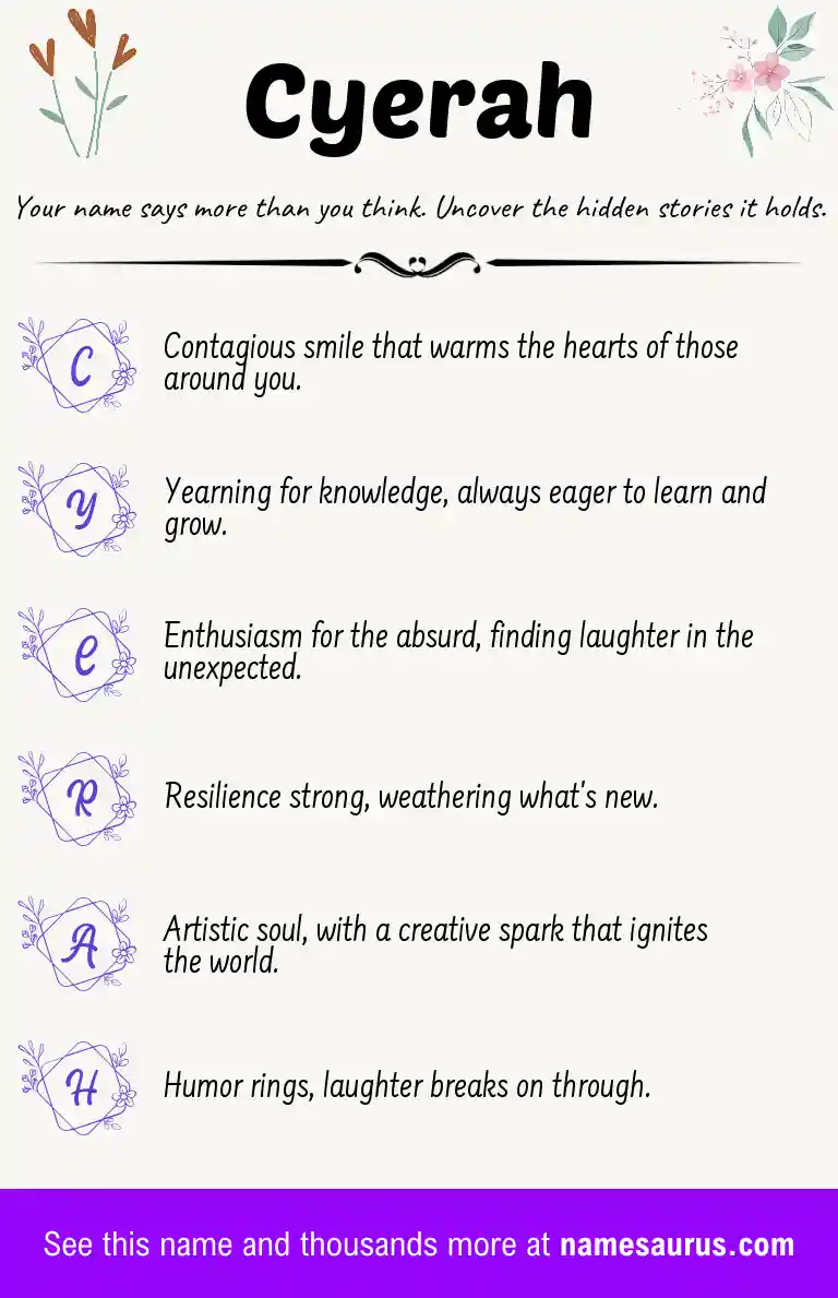Acrostic poem about Cyerah.