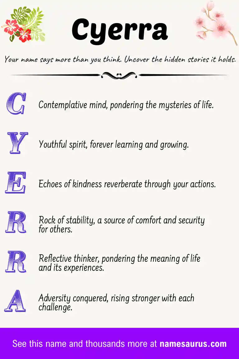 Acrostic poem about Cyerra.