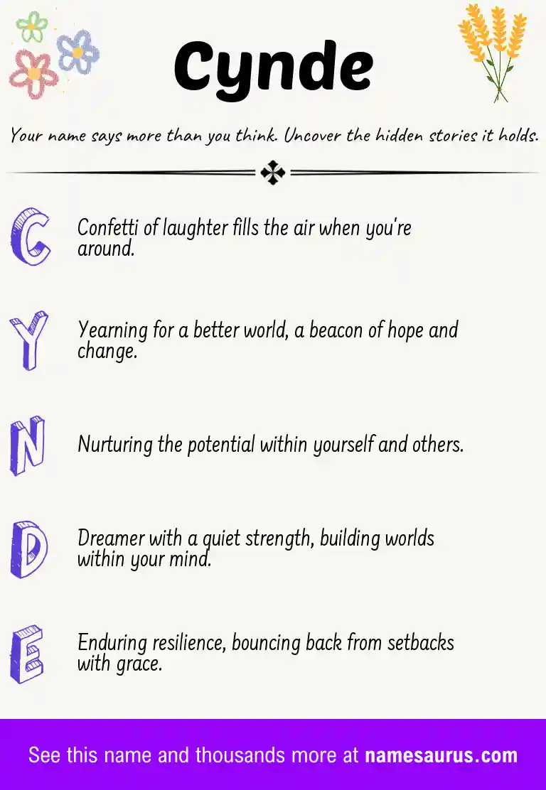 Acrostic poem about Cynde.