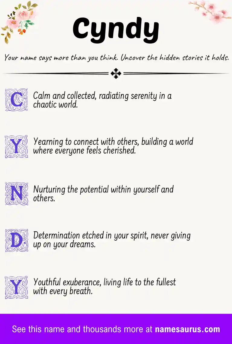 Acrostic poem about Cyndy.