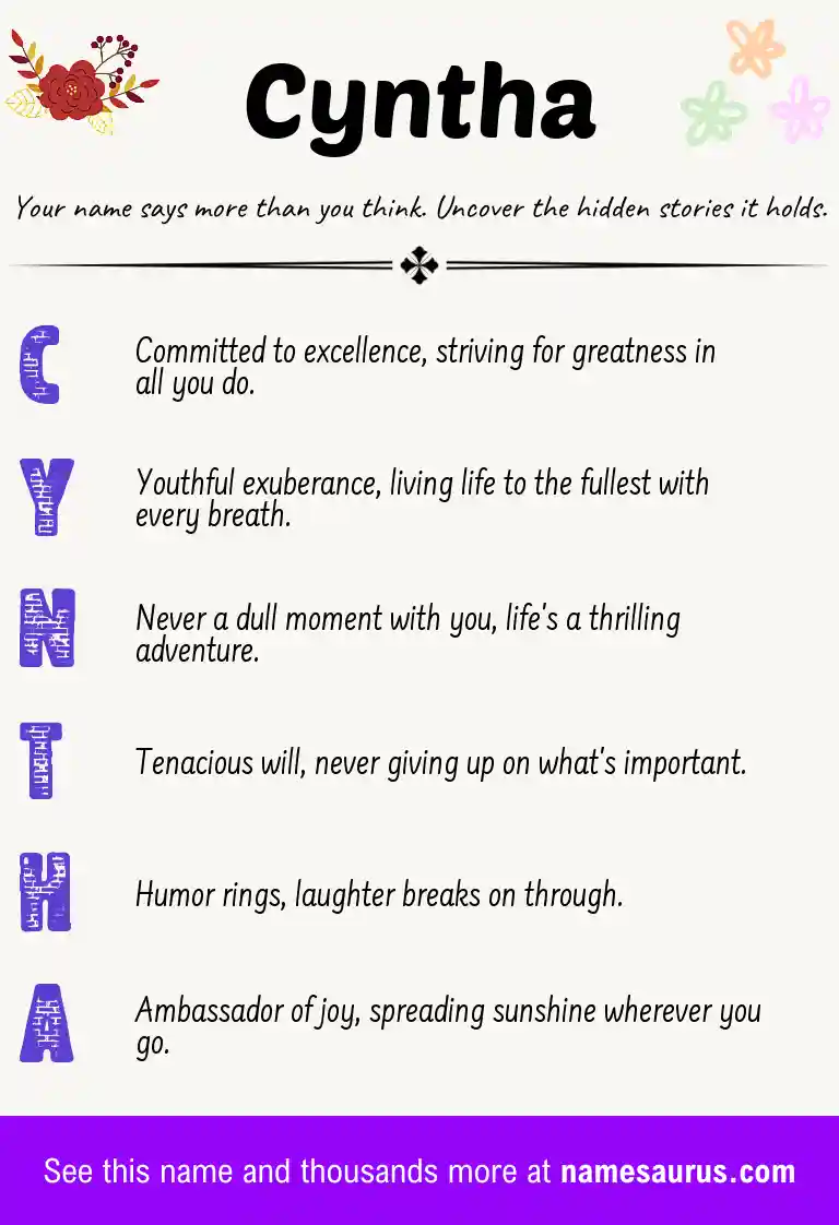 Acrostic poem about Cyntha.