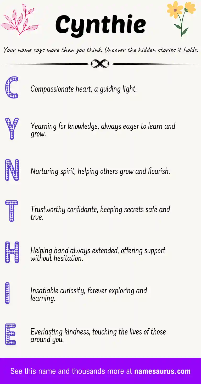 Acrostic poem about Cynthie.