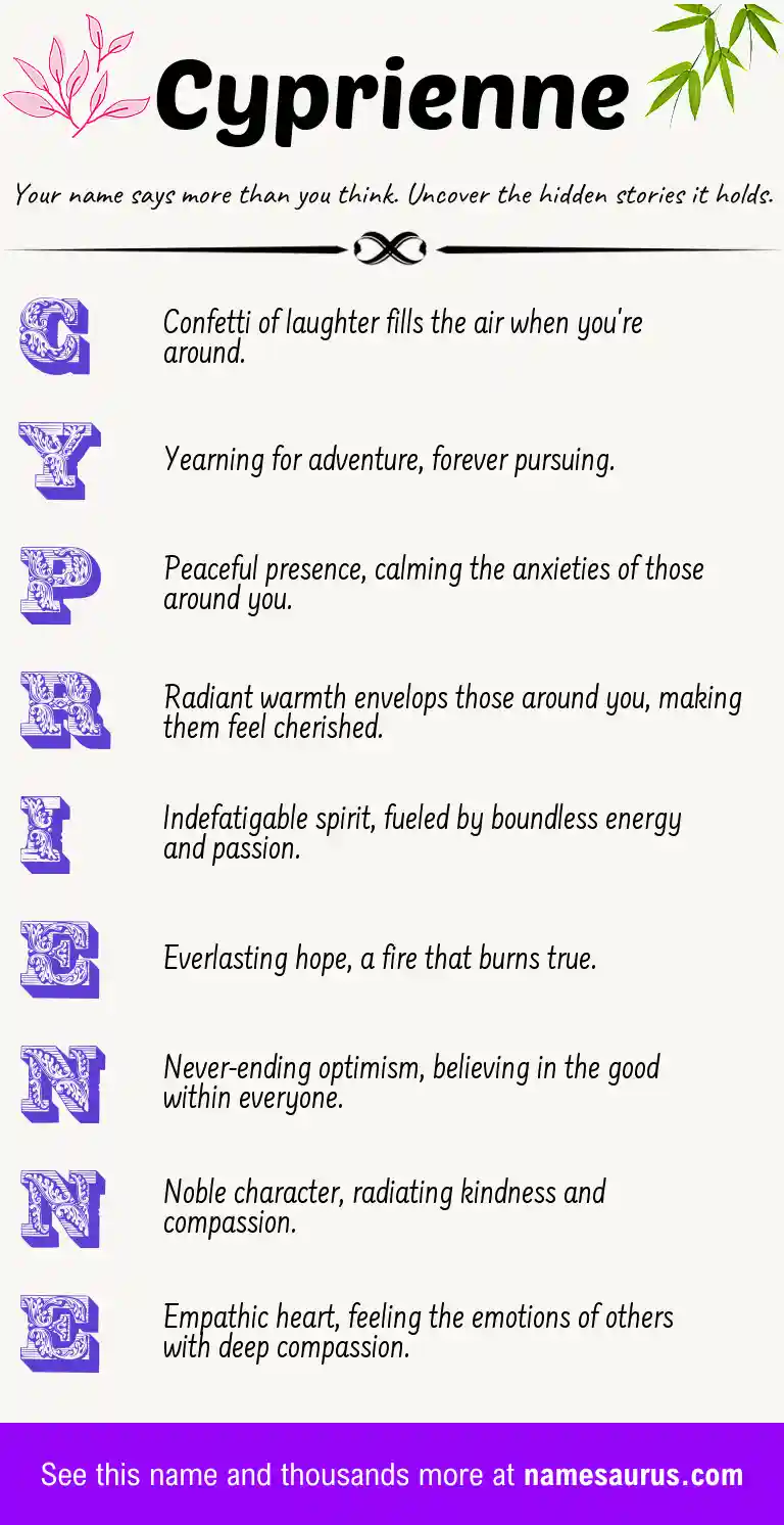 Acrostic poem about Cyprienne.