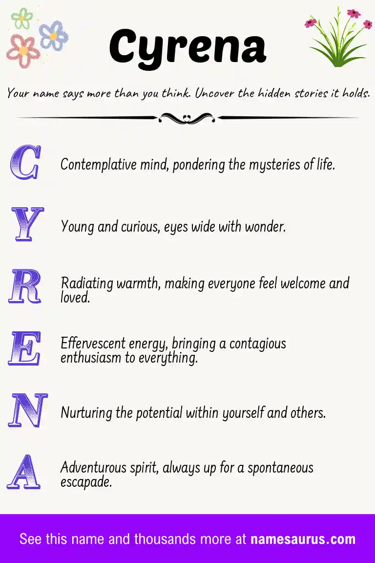 Acrostic poem about Cyrena.