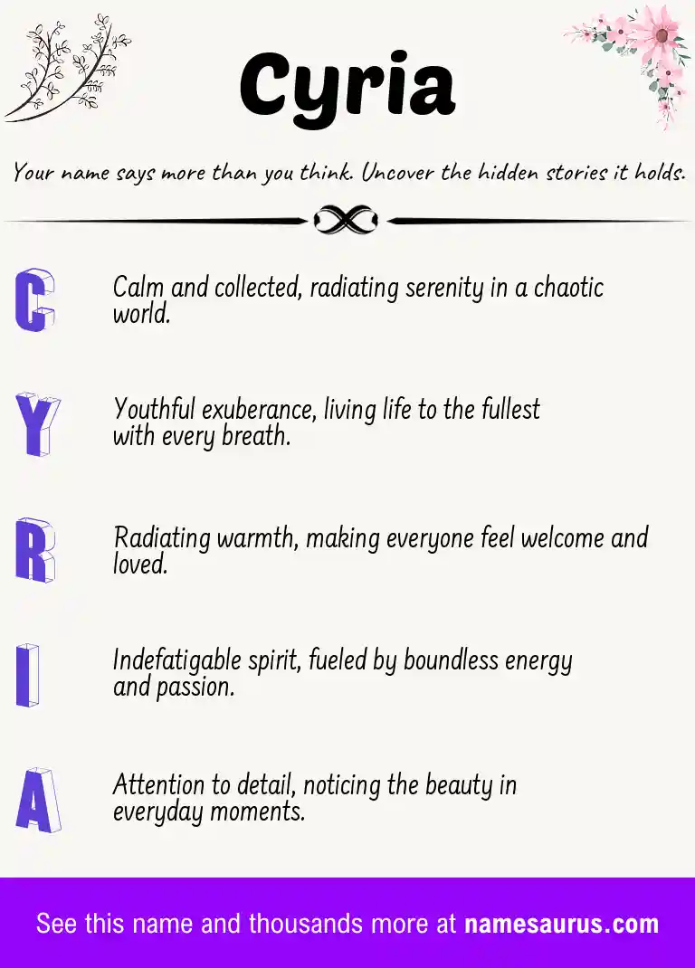 Acrostic poem about Cyria.
