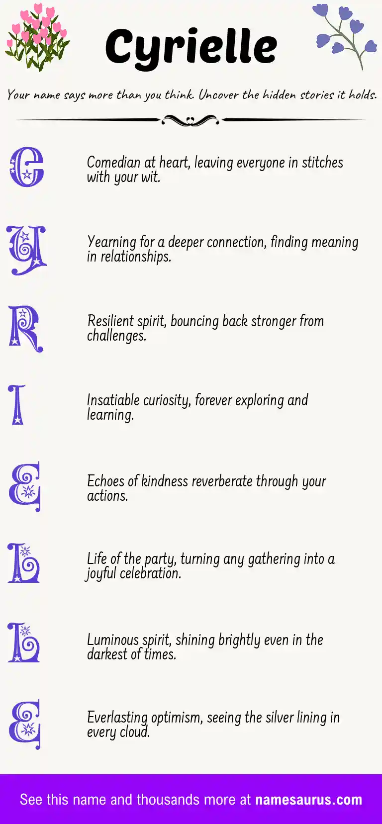 Acrostic poem about Cyrielle.