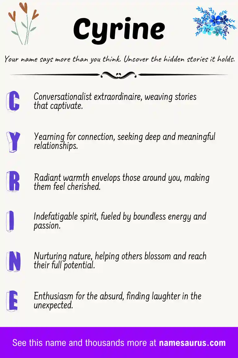 Acrostic poem about Cyrine.
