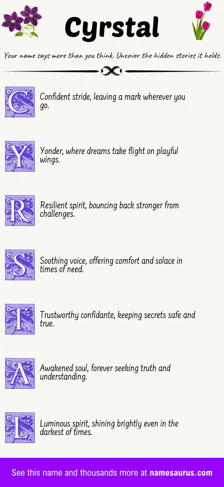 Acrostic poem about Cyrstal.