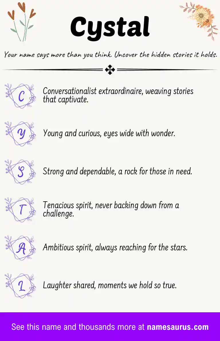Acrostic poem about Cystal.