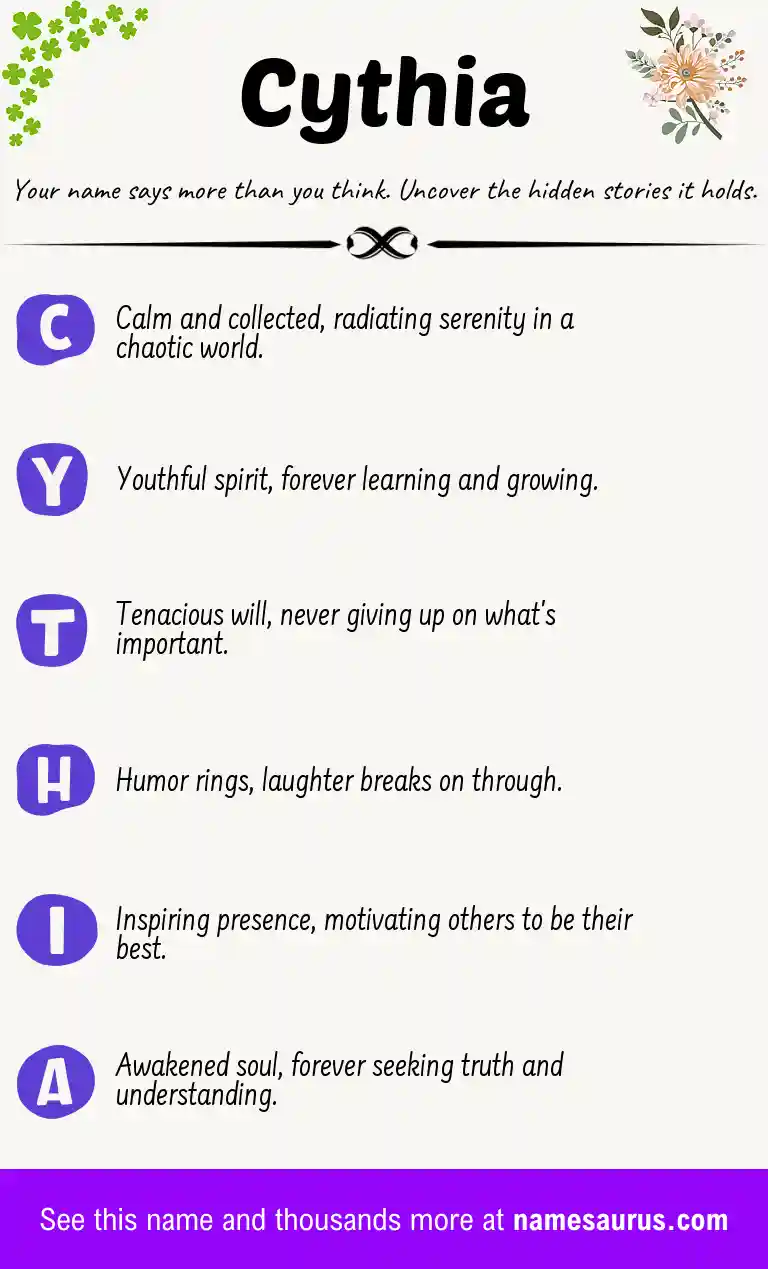 Acrostic poem about Cythia.