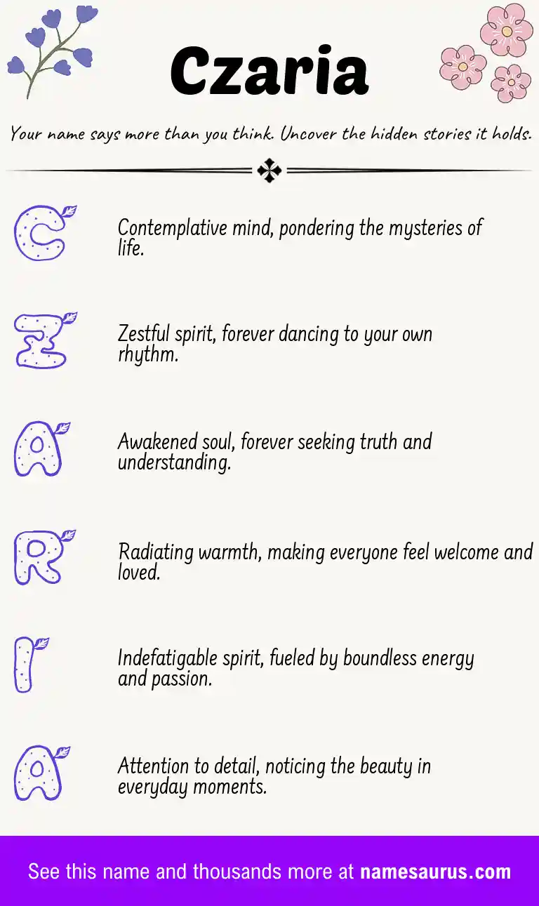 Acrostic poem about Czaria.