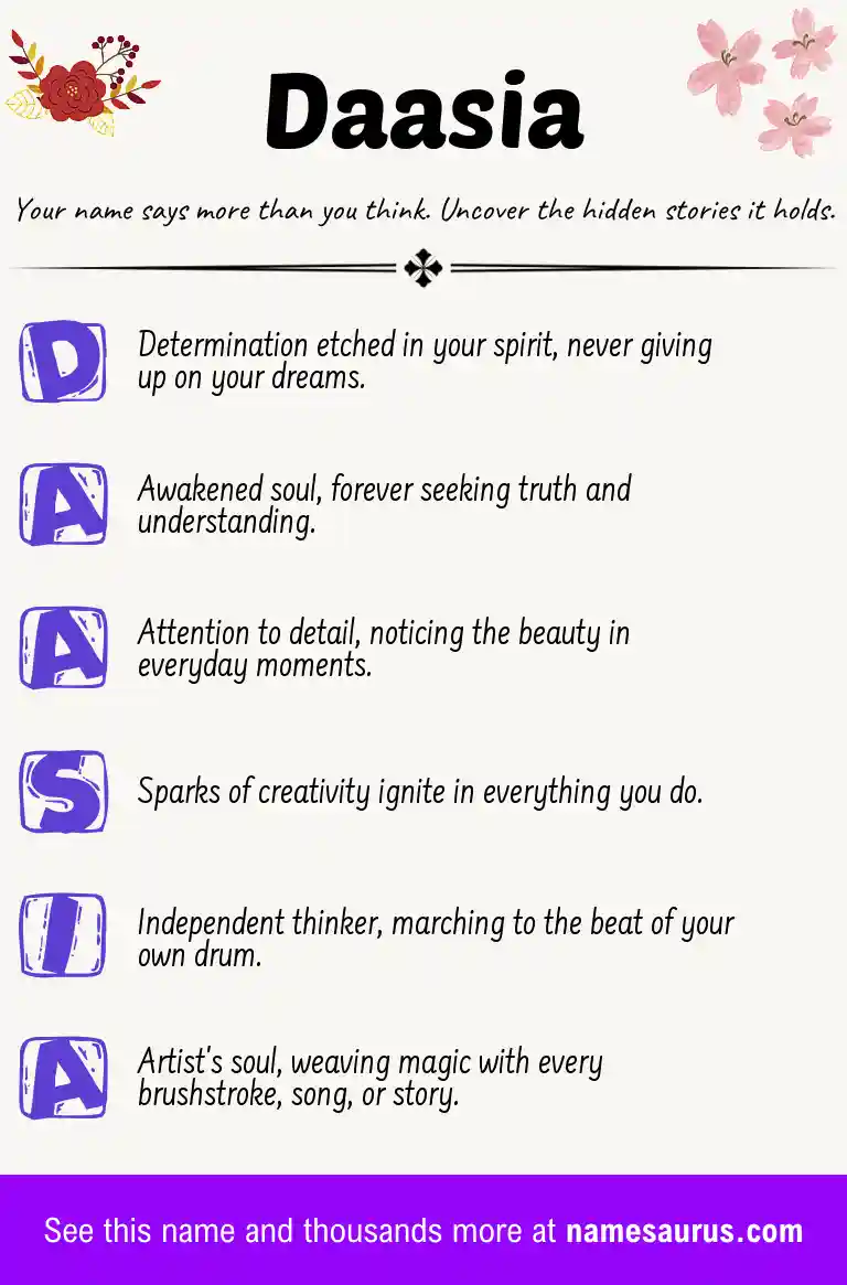 Acrostic poem about Daasia.