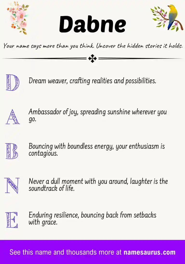 Acrostic poem about Dabne.