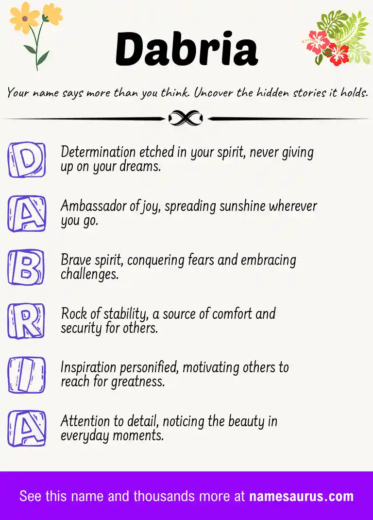 Acrostic poem about Dabria.