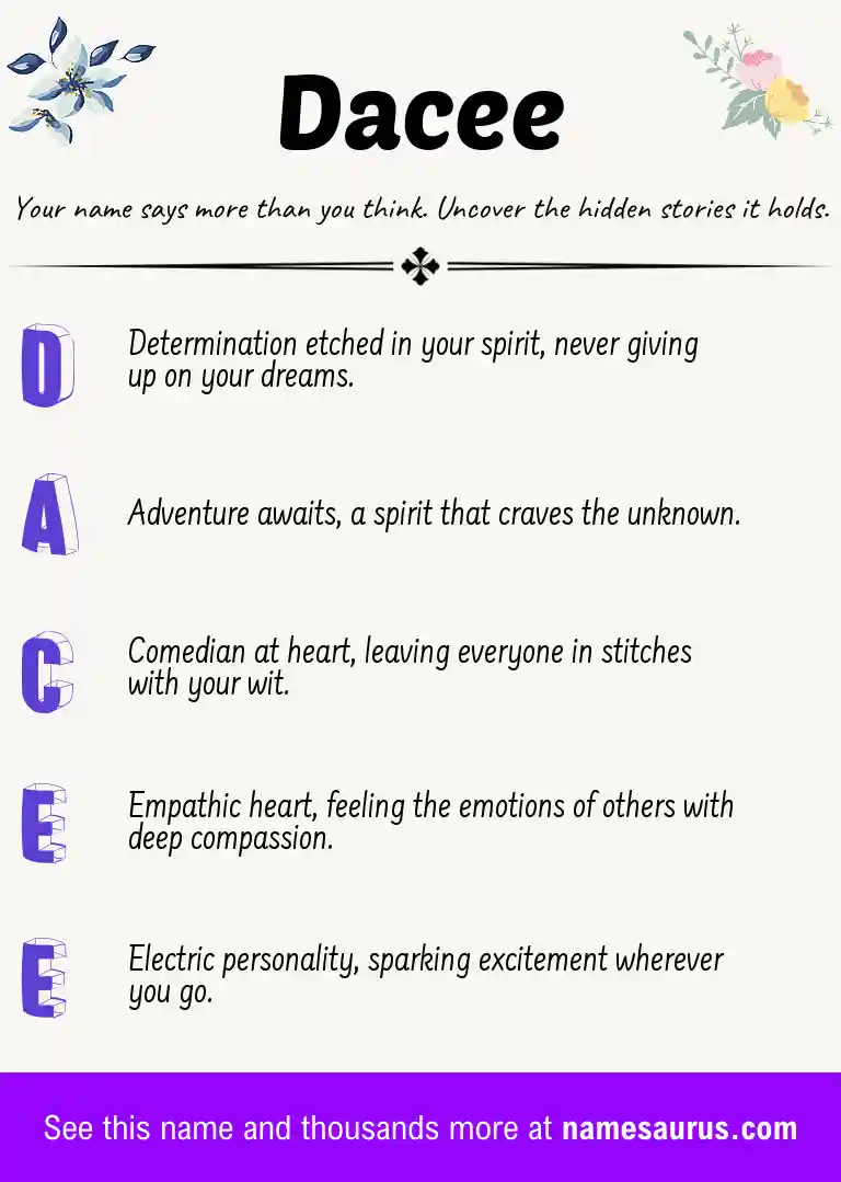 Acrostic poem about Dacee.
