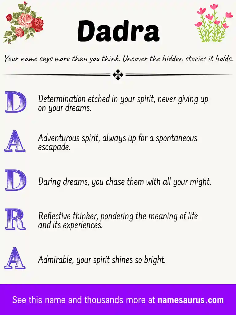 Acrostic poem about Dadra.