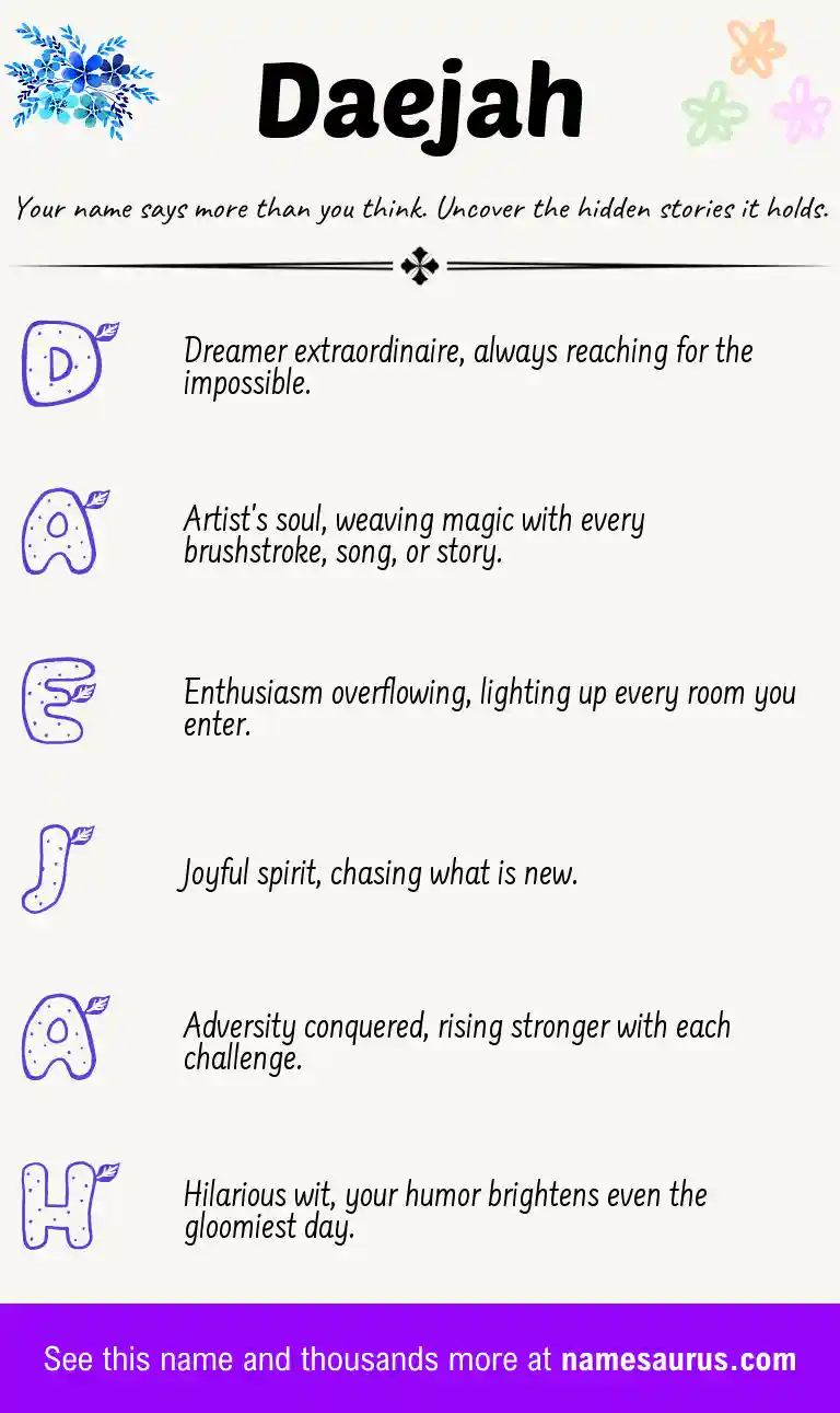 Acrostic poem about Daejah.