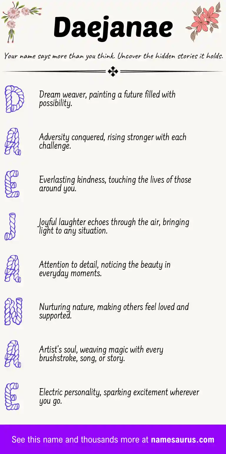 Acrostic poem about Daejanae.