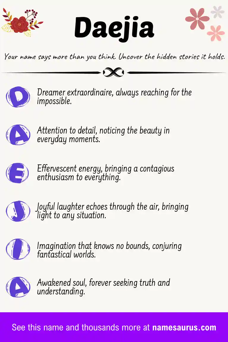 Acrostic poem about Daejia.