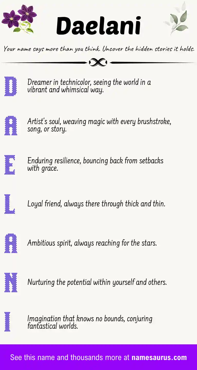 Acrostic poem about Daelani.