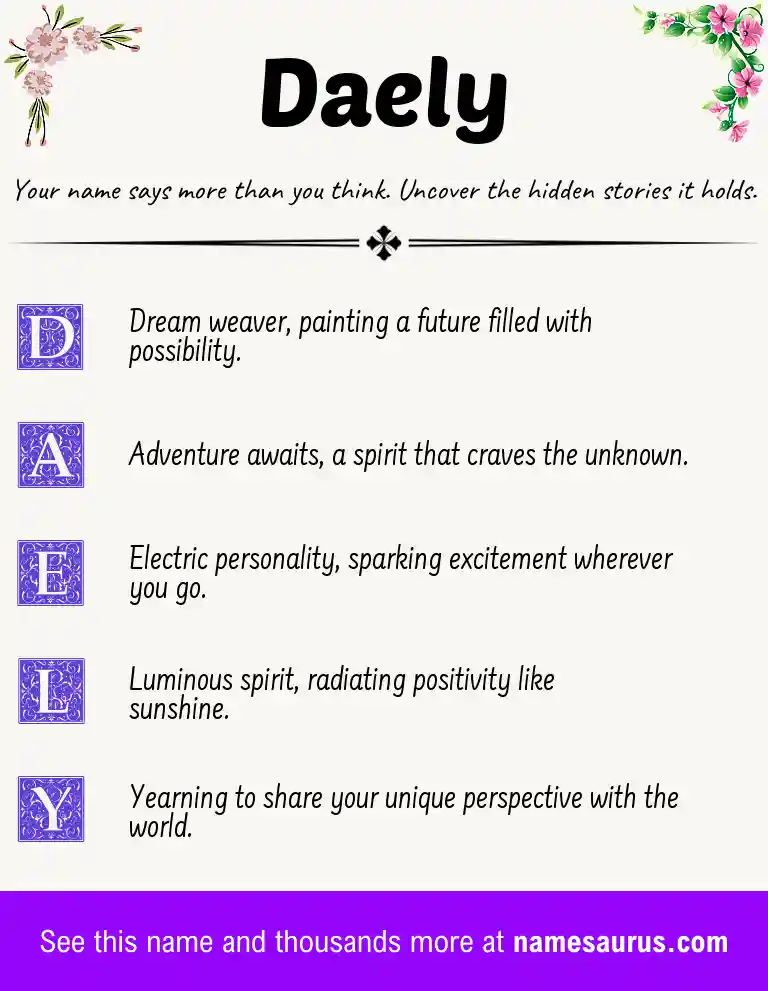 Acrostic poem about Daely.