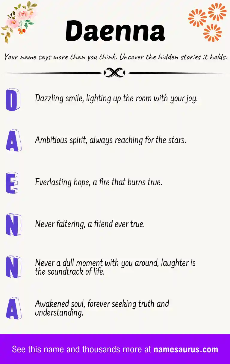 Acrostic poem about Daenna.