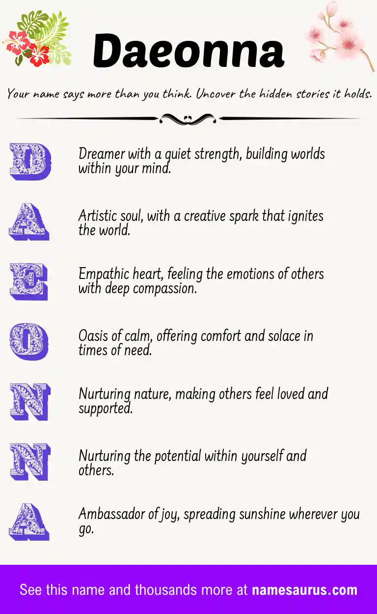 Acrostic poem about Daeonna.