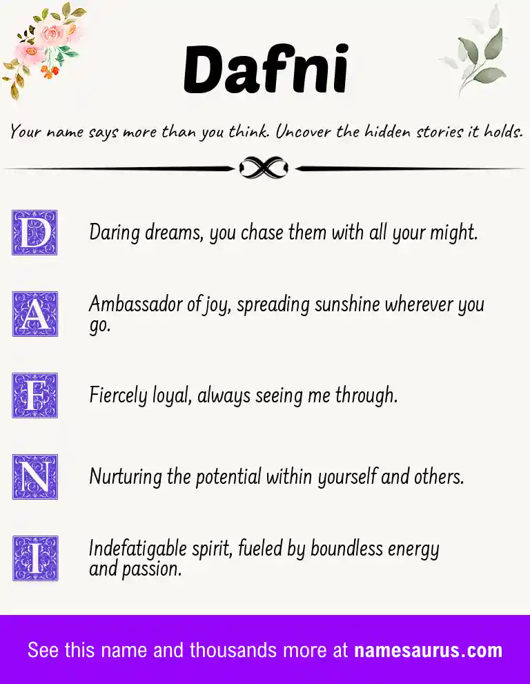 Acrostic poem about Dafni.