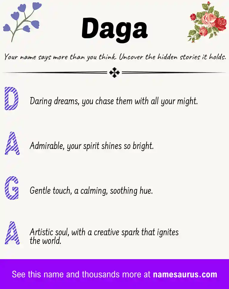 Acrostic poem about Daga.