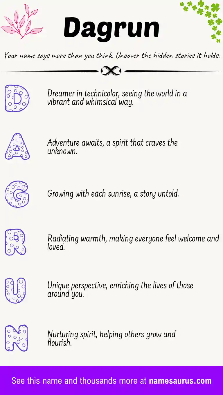 Acrostic poem about Dagrun.