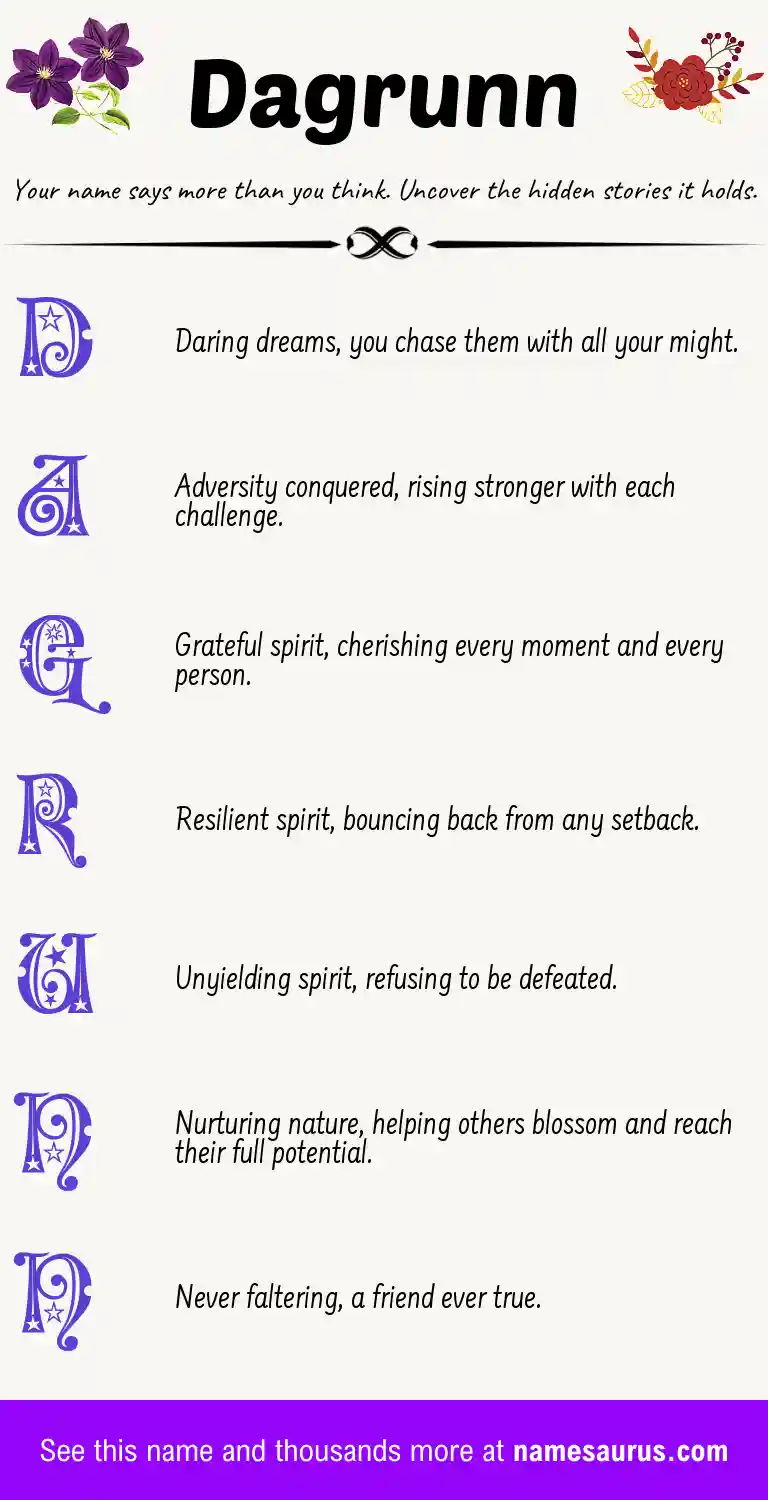 Acrostic poem about Dagrunn.