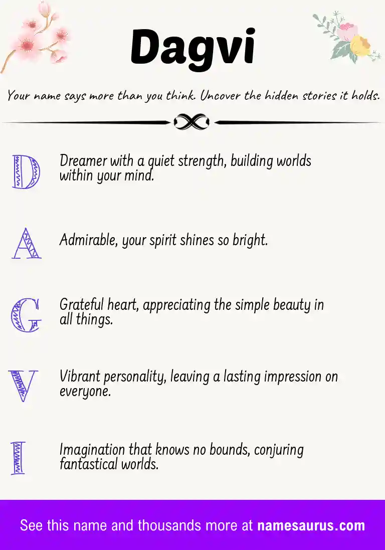 Acrostic poem about Dagvi.