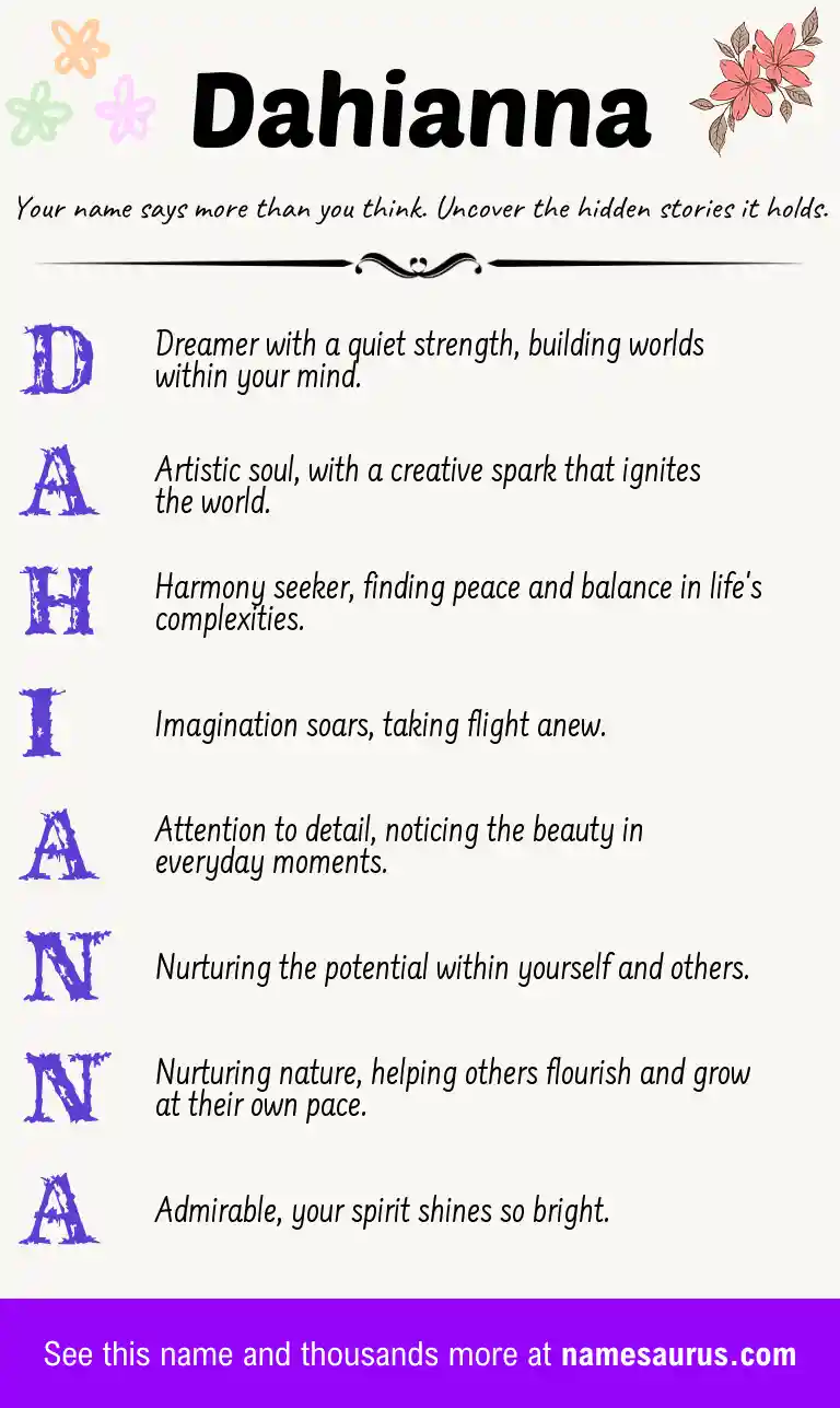 Acrostic poem about Dahianna.